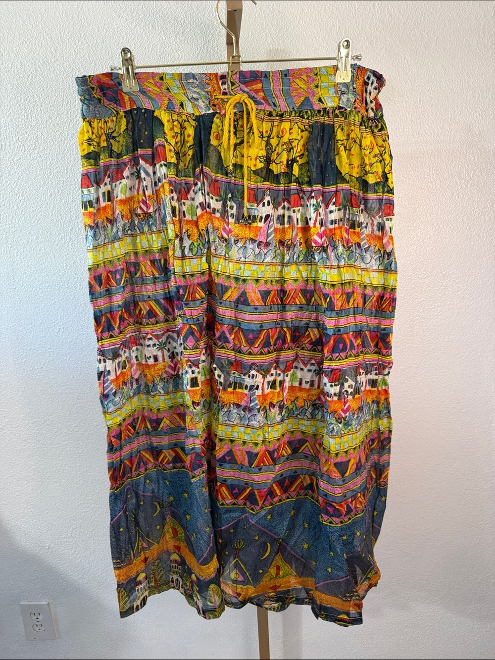 Boho Multi-Color Printed Maxi Skirt- medium